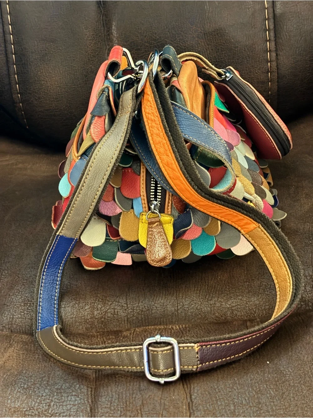 AmeriLeather Feesh Rainbow Leather Mini Shoulder Crossbody Bag
